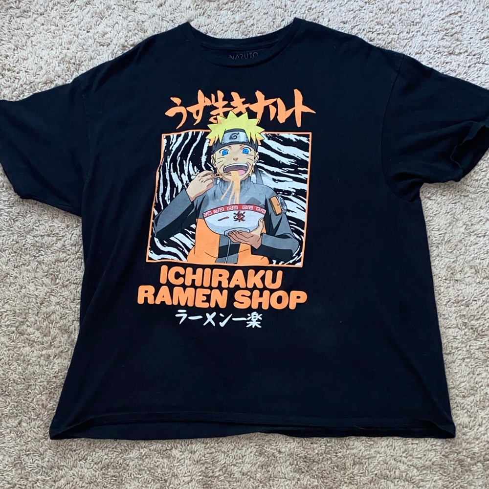 Naruto Shippuden Mens T-Shirt - Giant Ichiraku Ramen Shop Eating Image 2XL